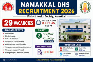Namakkal DHS Recruitment 2026 Notification for 29 Radiographer Physiotherapist Lab Technician Nursing Therapist Offline Application
