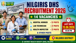 Nilgiris DHS Recruitment 2026 notification for 14 Hospital Worker Lab Technician Health Inspector vacancies