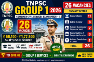 TNPSC Group 1 Recruitment 2026 Notification for 26 Vacancies Apply Online
