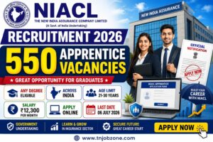 NIACL Apprentice Recruitment 2026 Notification Out | 500 Vacancies | Any Degree | Salary ₹12,500 | Apply Online
