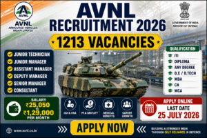 AVNL Recruitment 2026 Notification for 1213 Junior Technician, Manager and Executive Posts Apply Online
