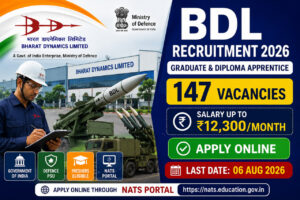 BDL Apprentice Recruitment 2026 Notification for 147 Graduate and Diploma Apprentice Vacancies at Bharat Dynamics Limited Hyderabad