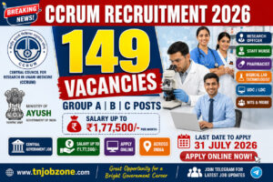 CCRUM Recruitment 2026 Notification for 149 Group A Group B Group C Vacancies Apply Online Central Government Jobs