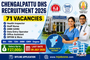 Chengalpattu DHS Recruitment 2026 Notification for 71 Health Inspector Staff Nurse DEO Vacancies