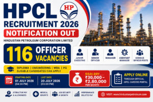 HPCL Recruitment 2026 Notification for 116 Junior Executive, Senior Officer and Manager Vacancies Apply Online