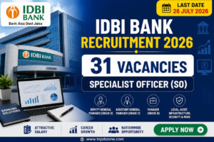 IDBI Bank SO Recruitment 2026 Notification for 31 Specialist Officer Vacancies Apply Online Before 26 July 2026