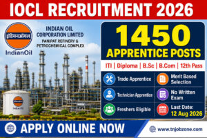 IOCL Panipat Refinery Recruitment 2026 Notification for 1450 Apprentice Vacancies Apply Online