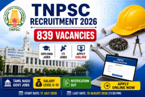 TNPSC Recruitment 2026 Notification for 839 Diploma and ITI Vacancies Apply Online