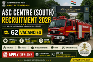ASC Centre (South) Recruitment 2026 – 62 Vacancies for 10th Pass Candidates