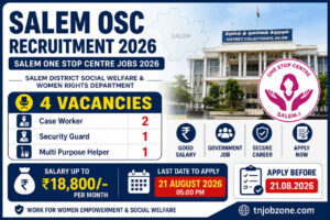 Salem One Stop Centre Recruitment 2026 Case Worker Security Guard Multi Purpose Helper Jobs