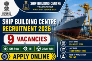 Ship Building Centre Recruitment 2026 notification for 9 vacancies – 10th Pass and ITI candidates apply online