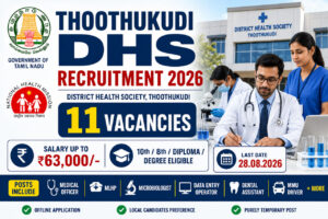 Thoothukudi DHS Recruitment 2026 – 11 Vacancies for Medical Officer, MLHP, Microbiologist and Other Posts