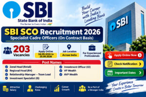 SBI SCO Recruitment 2026 – 203 Specialist Cadre Officer Vacancies Apply Online