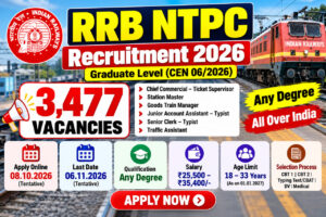 RRB NTPC Graduate Recruitment 2026 – 3477 Graduate Level Vacancies