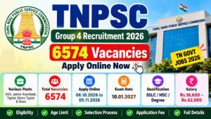 TNPSC Group 4 Recruitment 2026 – 6574 Vacancies Apply Online