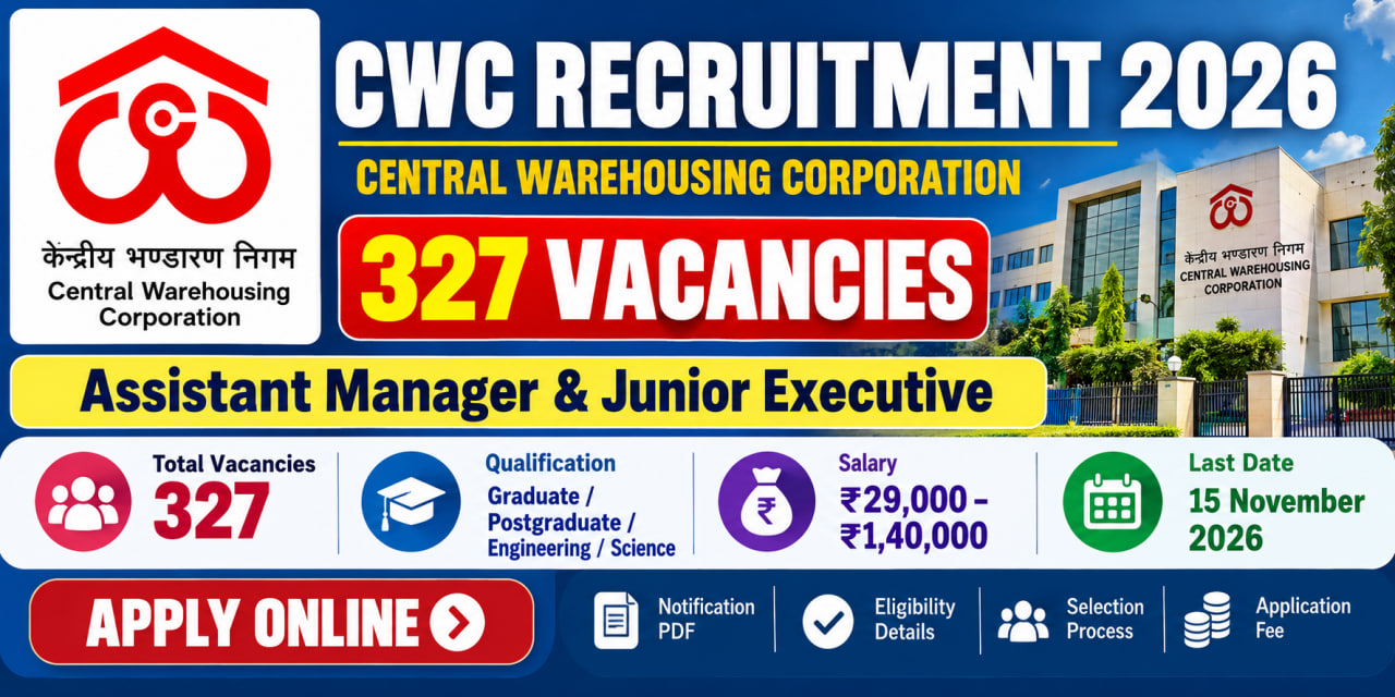 CWC Recruitment 2026 – 327 Assistant Manager & Junior Executive Vacancies